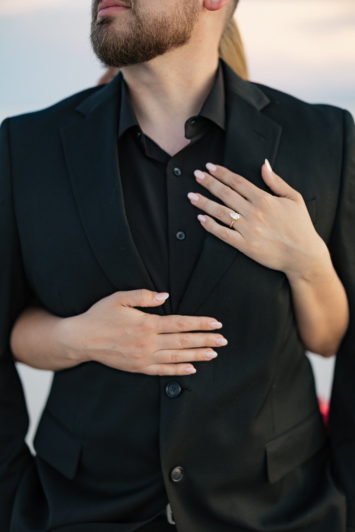 Zach and Victoria's stunning engagement session with photographer Poppy & Hive Photography. Location: Bonneville Salt Flats, Utah