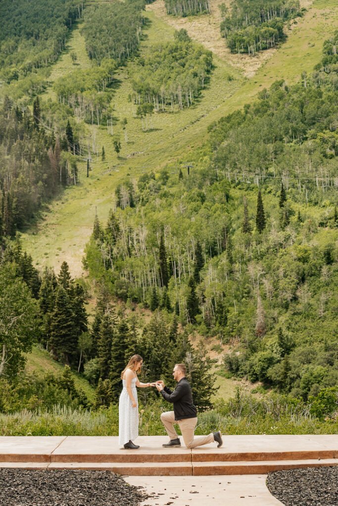 Jake and Lauren's summer surprise wedding proposal at the top of Park City Mountain Resort in Park City Utah.
