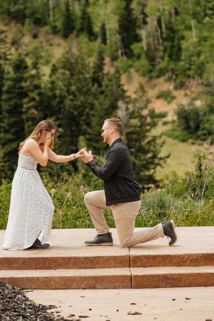 Jake and Lauren's summer surprise wedding proposal at the top of Park City Mountain Resort in Park City Utah.