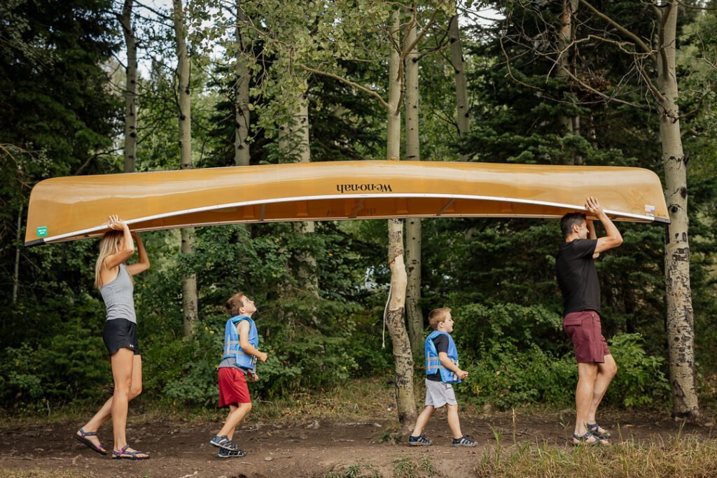 The Carney family enjoys an afternoon adventure at Smith & Morehouse reservoir in northern Utah for their summer family photo session