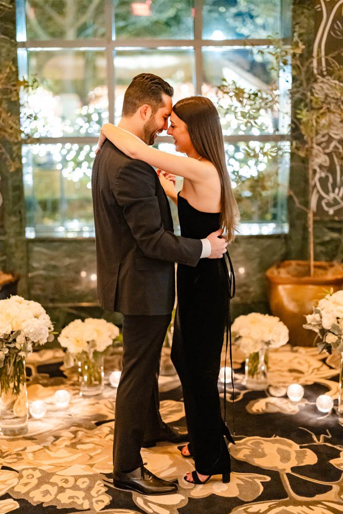 Michael and Brooke celebrate their engagement with a magical winter surprise wedding proposal at the Grand America Hotel in Salt Lake City Utah