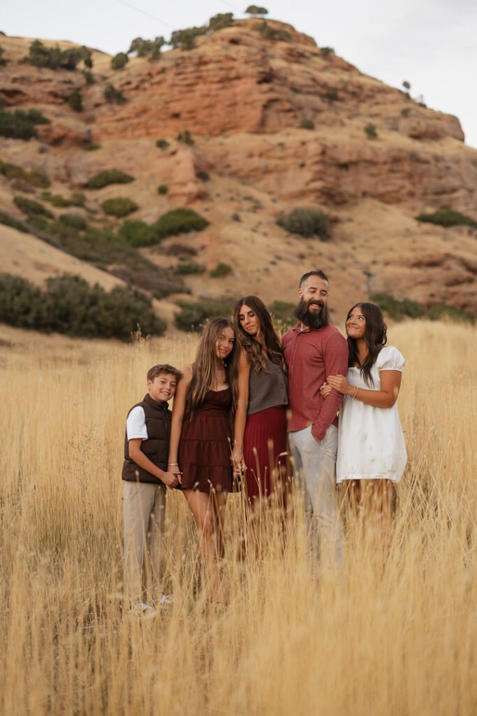 The Eggleston family finds a rustic vintage cafe and some stunning nature areas for their fall family photo session near Echo Utah
