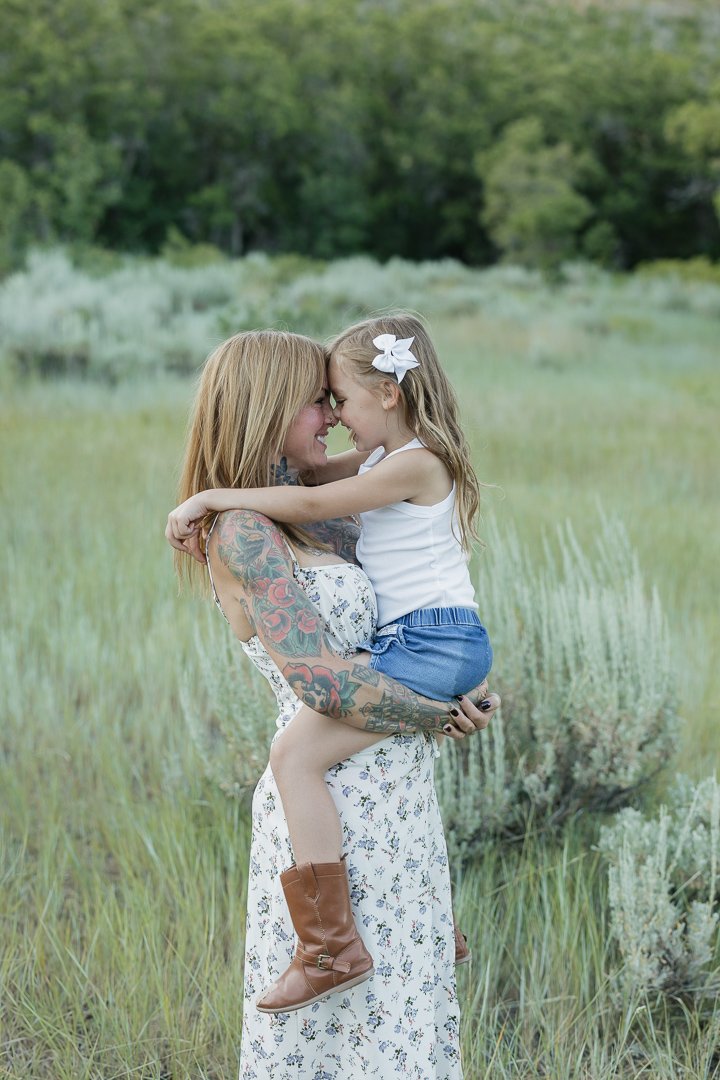 Family photo session near Snowbasin Resort in the mountains of Utah