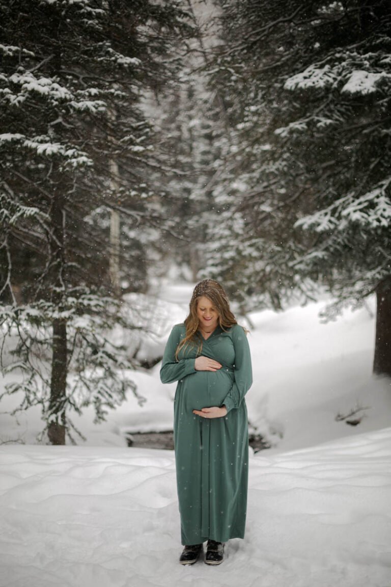 A snowy winter wonderland was the setting for Hutton's Park City Utah maternity session